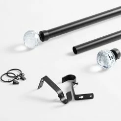Discount 💯 Exclusive Fabrics Glass Sphere Prism Extendable Metal Rod Set, 52 - 144 Matte Black 🔔 -Exclusive Fabrics SHOP Exclusive Fabrics Glass Sphere Prism Extendable Metal Rod Set2C 52 144 8