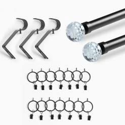 Discount 💯 Exclusive Fabrics Glass Sphere Prism Extendable Metal Rod Set, 52 - 144 Matte Black 🔔 -Exclusive Fabrics SHOP Exclusive Fabrics Glass Sphere Prism Extendable Metal Rod Set2C 52 144 9