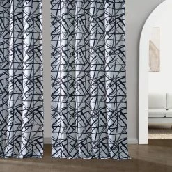 Cheapest 🔥 Exclusive Fabrics Gridlock Blackout Room Darkening Curtain Panel Pair (2 Panels) Gridlock Black Steel 🎁 -Exclusive Fabrics SHOP Exclusive Fabrics Gridlock Blackout Room Darkening Curtain Panel Pair 3