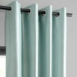 Promo 🥰 Exclusive Fabrics Grommet Blackout Faux Silk Taffeta Curtain (1 Panel) Robin's Egg 🔔 -Exclusive Fabrics SHOP Exclusive Fabrics Grommet Blackout Faux Silk Taffeta Curtain 281 Panel29 2