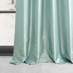 Promo 🥰 Exclusive Fabrics Grommet Blackout Faux Silk Taffeta Curtain (1 Panel) Robin's Egg 🔔 -Exclusive Fabrics SHOP Exclusive Fabrics Grommet Blackout Faux Silk Taffeta Curtain 281 Panel29 4