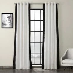 Discount 🥰 Exclusive Fabrics Grommet Vertical Colorblock Curtain (1 Panel) Warm Off-white & Black ❤️ -Exclusive Fabrics SHOP Exclusive Fabrics Grommet Vertical Colorblock Curtain 2cc4cb28 7c18 4d96 ac12 bf51514bc99d