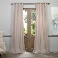 Hot Sale 🎉 Exclusive Fabrics Heavy Faux Linen Grommet Curtain (1 Panel) Barley 🌟 -Exclusive Fabrics SHOP Exclusive Fabrics Heavy Faux Linen Grommet Curtain Panel 2