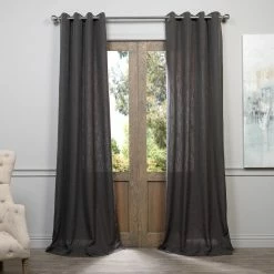 Hot Sale 🎉 Exclusive Fabrics Heavy Faux Linen Grommet Curtain (1 Panel) Barley 🌟 -Exclusive Fabrics SHOP Exclusive Fabrics Heavy Faux Linen Grommet Curtain Panel 4