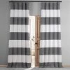 Hot Sale 🛒 Exclusive Fabrics Horizontal Stripe Cotton Hotel Blackout Curtain (1 Panel) Slate Grey & Offwhite ⭐ -Exclusive Fabrics SHOP Exclusive Fabrics Horizontal Stripe Cotton Blackout Curtain Pair 282 Panels29