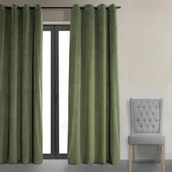 Flash Sale 🎉 Exclusive Fabrics Hunter Green Grommet Velvet Blackout Curtain (1 Panel) 😀 -Exclusive Fabrics SHOP Exclusive Fabrics Hunter Green Grommet Velvet Blackout Curtain 281 Panel29 2