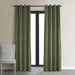 Flash Sale 🎉 Exclusive Fabrics Hunter Green Grommet Velvet Blackout Curtain (1 Panel) 😀