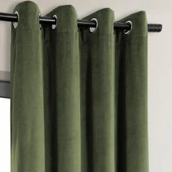 Flash Sale 🎉 Exclusive Fabrics Hunter Green Grommet Velvet Blackout Curtain (1 Panel) 😀 -Exclusive Fabrics SHOP Exclusive Fabrics Hunter Green Grommet Velvet Blackout Curtain 281 Panel29 3