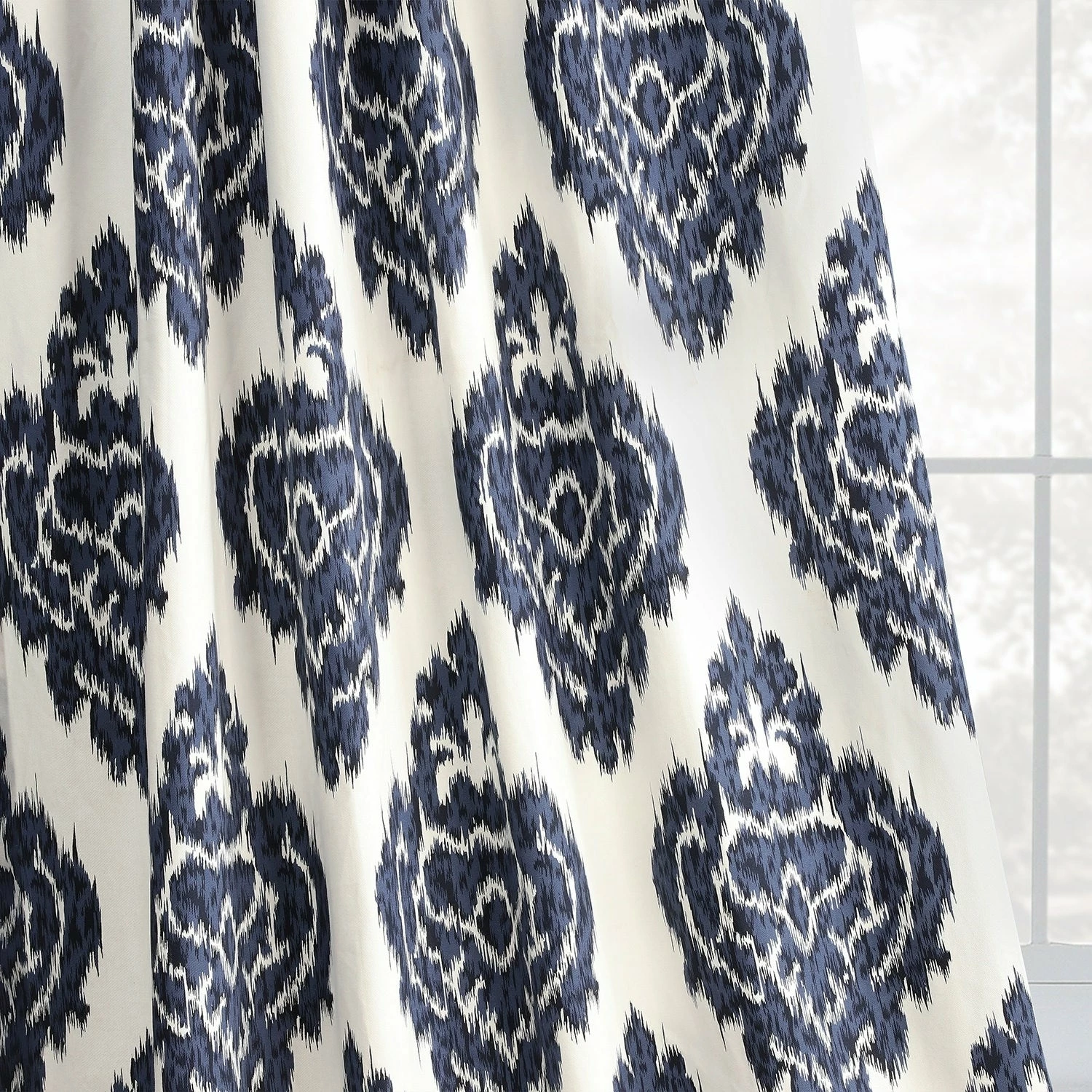 Brand new 🔥 Exclusive Fabrics Ikat Blue Printed Cotton Curtain (1 Panel) 🤩 11 Brand new 🔥 Exclusive Fabrics Ikat Blue Printed Cotton Curtain (1 Panel) 🤩 - Image 9