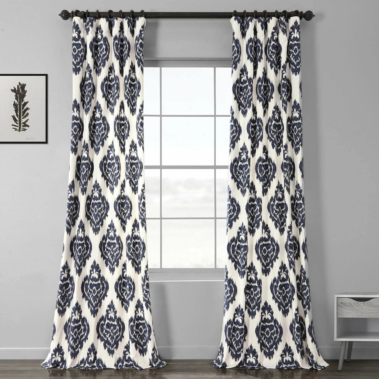 Brand new 🔥 Exclusive Fabrics Ikat Blue Printed Cotton Curtain (1 Panel) 🤩 4 Brand new 🔥 Exclusive Fabrics Ikat Blue Printed Cotton Curtain (1 Panel) 🤩 - Image 2