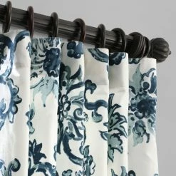 Best reviews of 🤩 Exclusive Fabrics Indonesian Printed Cotton Twill Curtain (1 Panel) Indonesian Green 💯 -Exclusive Fabrics SHOP Exclusive Fabrics Indonesian Blue Printed Cotton Twill Curtain Panel 2