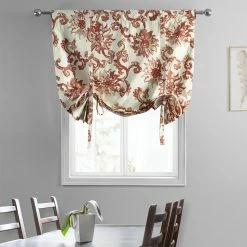 Best Pirce ✔️ Exclusive Fabrics Indonesian Printed Cotton Tie-Up Window Shade - 46 X 63 Indonesian Rust 🎉 -Exclusive Fabrics SHOP Exclusive Fabrics Indonesian Printed Cotton Tie Up Window Shade 2