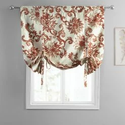 Best Pirce ✔️ Exclusive Fabrics Indonesian Printed Cotton Tie-Up Window Shade - 46 X 63 Indonesian Rust 🎉 -Exclusive Fabrics SHOP Exclusive Fabrics Indonesian Printed Cotton Tie Up Window Shade 3