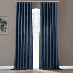 Cheapest ⌛ Exclusive Fabrics Italian Faux Linen Curtain (1 Panel) Empire Green ✨