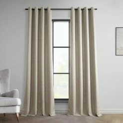 Promo ✔️ Exclusive Fabrics Italian Faux Linen Grommet Curtain (1 Panel) Taupe Grey 🎁 -Exclusive Fabrics SHOP Exclusive Fabrics Italian Faux Linen Grommet Curtain 281 Panel29 3