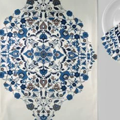 Buy 🌟 Exclusive Fabrics Kerala Blue Printed Cotton Table Runner & Placemats ⌛ -Exclusive Fabrics SHOP Exclusive Fabrics Kerala Blue Printed Cotton Table Runner 26 Placemats 4