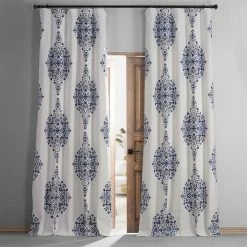 Top 10 ⌛ Exclusive Fabrics Kerala Printed Cotton Hotel Blackout Curtain (1 Panel) Kerala Blue ❤️
