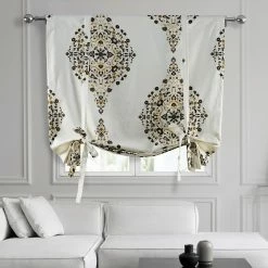 Best Sale 😉 Exclusive Fabrics Kerala Printed Cotton Tie-Up Window Shade - 46 X 63 Kerala Blue 🎉