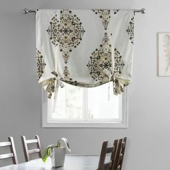 Best Sale 😉 Exclusive Fabrics Kerala Printed Cotton Tie-Up Window Shade - 46 X 63 Kerala Blue 🎉 -Exclusive Fabrics SHOP Exclusive Fabrics Kerala Printed Cotton Tie Up Window Shade 3