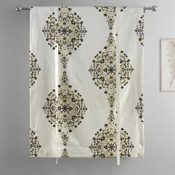 Best Sale 😉 Exclusive Fabrics Kerala Printed Cotton Tie-Up Window Shade - 46 X 63 Kerala Blue 🎉 -Exclusive Fabrics SHOP Exclusive Fabrics Kerala Printed Cotton Tie Up Window Shade 7