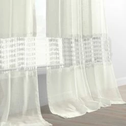 Best Sale 😀 Exclusive Fabrics Lacy Daisy Patterned Faux Linen Sheer Curtain (1 Panel) Lacy Daisy Off-white 🎁 -Exclusive Fabrics SHOP Exclusive Fabrics Lacy Daisy Patterned Faux Linen Sheer Curtain 281 Panel29 2