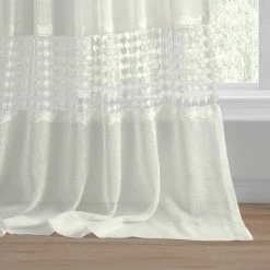 Best Sale 😀 Exclusive Fabrics Lacy Daisy Patterned Faux Linen Sheer Curtain (1 Panel) Lacy Daisy Off-white 🎁 -Exclusive Fabrics SHOP Exclusive Fabrics Lacy Daisy Patterned Faux Linen Sheer Curtain 281 Panel29 6