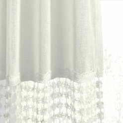 Best Sale 😀 Exclusive Fabrics Lacy Daisy Patterned Faux Linen Sheer Curtain (1 Panel) Lacy Daisy Off-white 🎁 -Exclusive Fabrics SHOP Exclusive Fabrics Lacy Daisy Patterned Faux Linen Sheer Curtain 281 Panel29 7