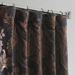 Buy 🛒 Exclusive Fabrics Magdelena Black/Copper Faux Silk Jacquard Curtain (1 Panel) 👍 -Exclusive Fabrics SHOP Exclusive Fabrics Magdelena Black Cognac Faux Silk Jacquard Curtain Panel 170fa26e d05e 4738 b5b1 510796c26ad4