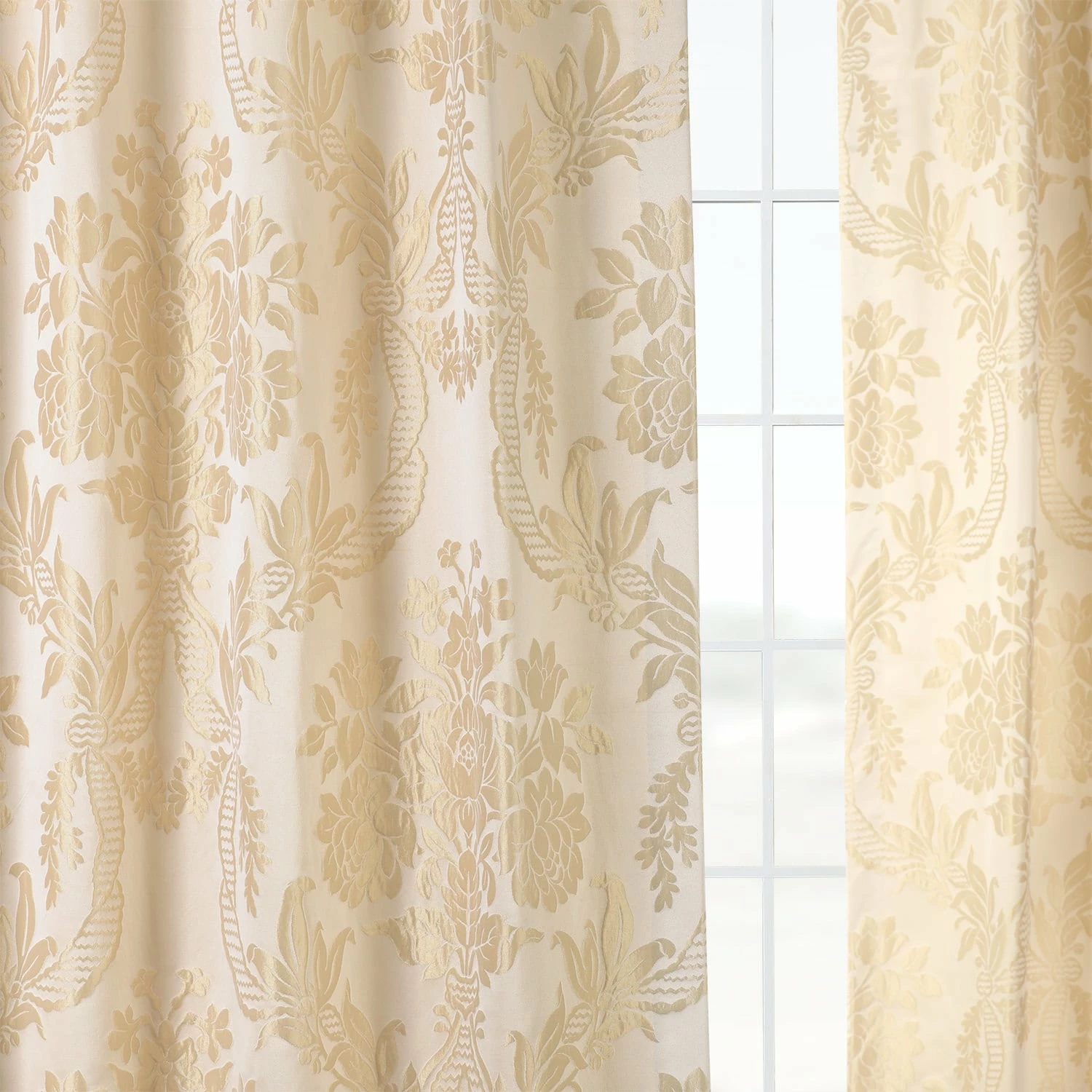 Outlet 🛒 Exclusive Fabrics Magdelena Champaign/Beige Faux Silk Jacquard Curtain (1 Panel) ⌛ 9 Outlet 🛒 Exclusive Fabrics Magdelena Champaign/Beige Faux Silk Jacquard Curtain (1 Panel) ⌛ - Image 7