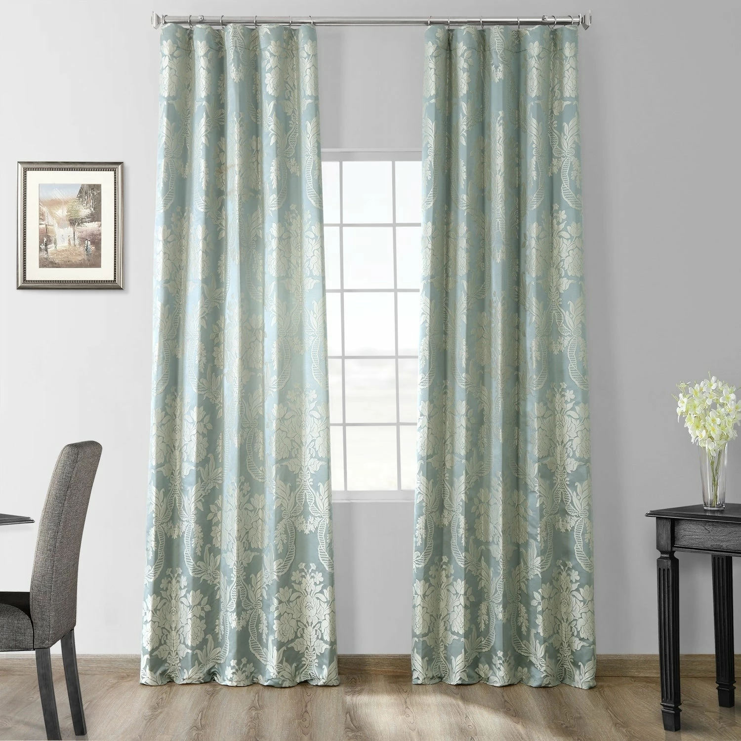 Buy ⭐ Exclusive Fabrics Magdelena Faux Silk Jacquard Curtain (1 Panel) Magdelena Blue/steel ✔️ 10 Buy ⭐ Exclusive Fabrics Magdelena Faux Silk Jacquard Curtain (1 Panel) Magdelena Blue/steel ✔️ - Image 8