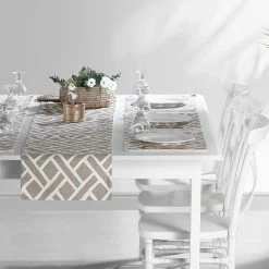 Flash Sale ✨ Exclusive Fabrics Martinique Printed Cotton Table Runner & Placemats Martinique Grey ✨ -Exclusive Fabrics SHOP Exclusive Fabrics Martinique Printed Cotton Table Runner 26 Placemats 1