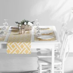 Flash Sale ✨ Exclusive Fabrics Martinique Printed Cotton Table Runner & Placemats Martinique Grey ✨ -Exclusive Fabrics SHOP Exclusive Fabrics Martinique Printed Cotton Table Runner 26 Placemats 5