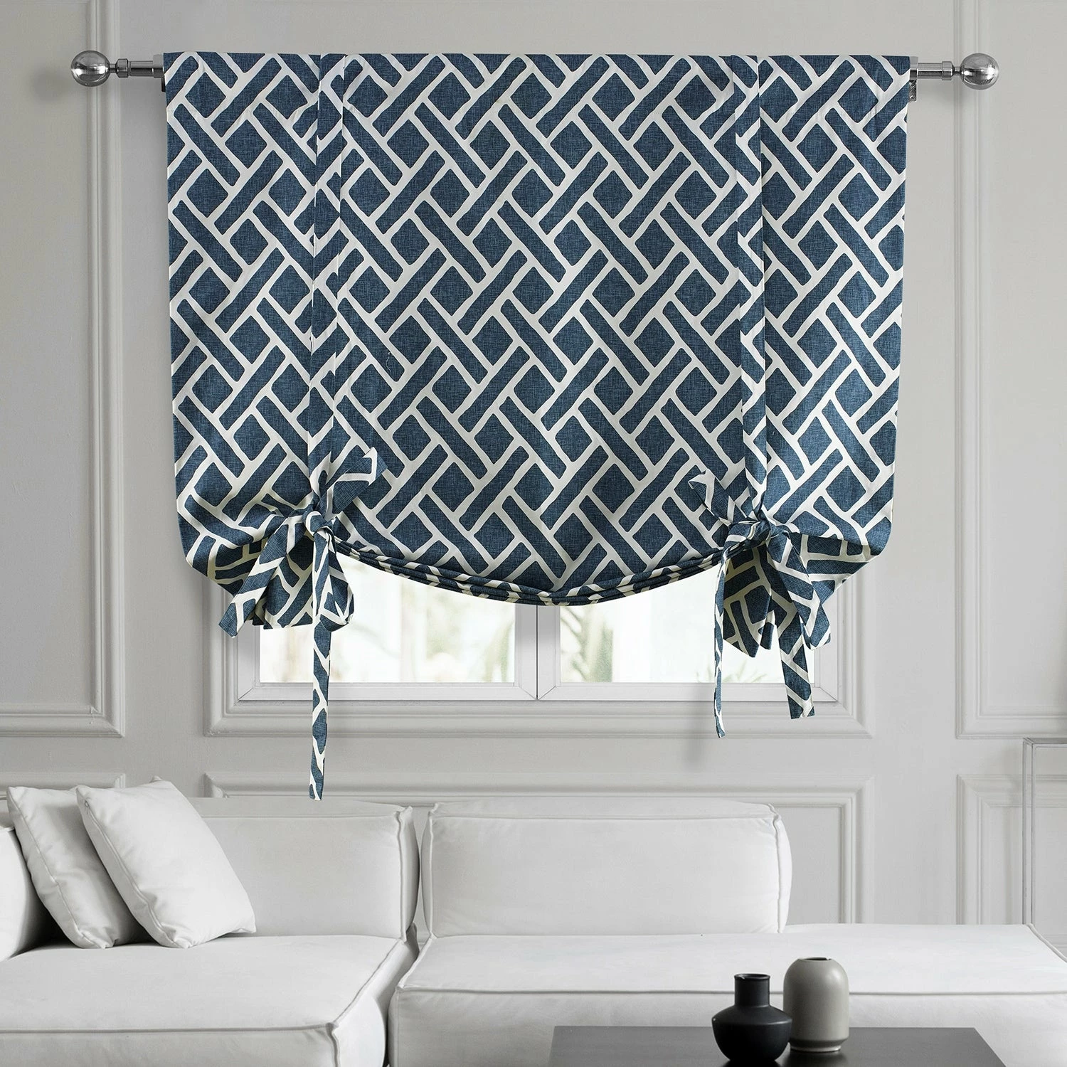 Outlet ๐ Exclusive Fabrics Martinique Printed Cotton Tie-Up Window Shade - 46 X 63 Martinique Aqua ๐ 4 Outlet ๐ Exclusive Fabrics Martinique Printed Cotton Tie-Up Window Shade - 46 X 63 Martinique Aqua ๐ - Image 2