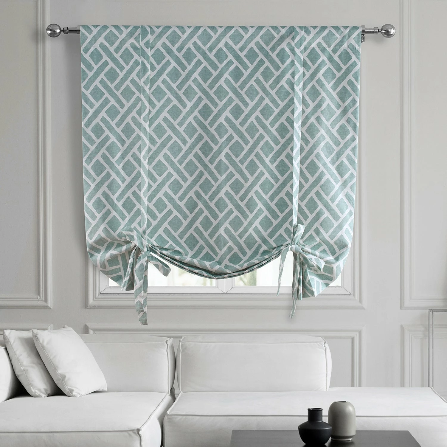 Outlet ๐ Exclusive Fabrics Martinique Printed Cotton Tie-Up Window Shade - 46 X 63 Martinique Aqua ๐ 5 Outlet ๐ Exclusive Fabrics Martinique Printed Cotton Tie-Up Window Shade - 46 X 63 Martinique Aqua ๐ - Image 3