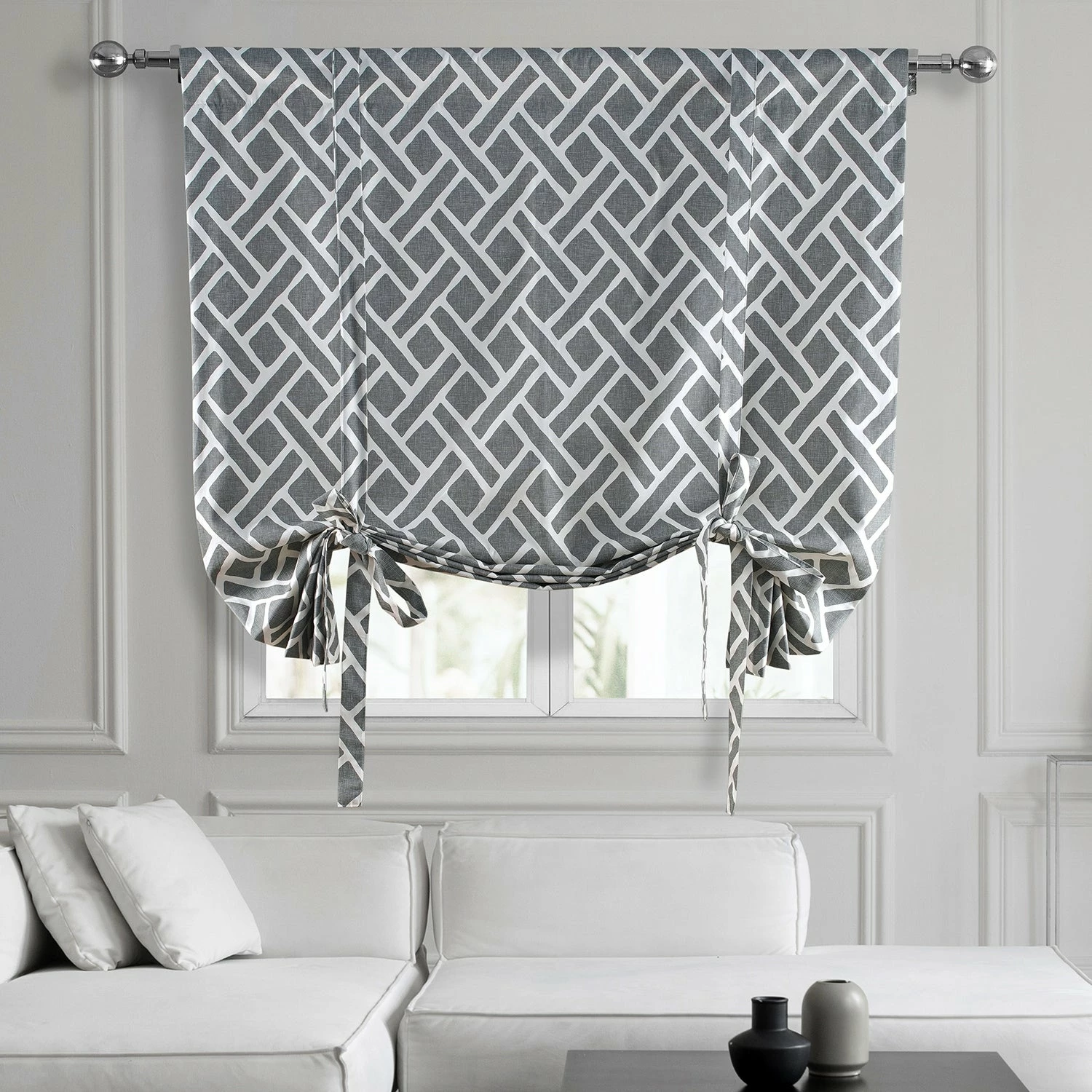 Outlet ๐ Exclusive Fabrics Martinique Printed Cotton Tie-Up Window Shade - 46 X 63 Martinique Aqua ๐ 6 Outlet ๐ Exclusive Fabrics Martinique Printed Cotton Tie-Up Window Shade - 46 X 63 Martinique Aqua ๐ - Image 4