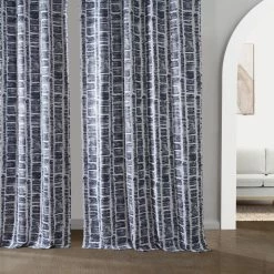 Best Pirce 👏 Exclusive Fabrics Matchstick Blackout Room Darkening Curtain Panel Pair (2 Panels) Matchstick Charcoal Black 😍 -Exclusive Fabrics SHOP Exclusive Fabrics Matchstick Blackout Room Darkening Curtain Panel Pair 7
