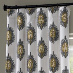 Budget ✨ Exclusive Fabrics Mayan Printed Cotton Curtain (1 Panel) Mayan Teal ✨ -Exclusive Fabrics SHOP Exclusive Fabrics Mayan Printed Cotton Curtain Panel 2