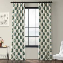 Budget ✨ Exclusive Fabrics Mayan Printed Cotton Curtain (1 Panel) Mayan Teal ✨