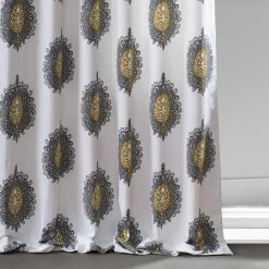 Budget ✨ Exclusive Fabrics Mayan Printed Cotton Curtain (1 Panel) Mayan Teal ✨ -Exclusive Fabrics SHOP Exclusive Fabrics Mayan Printed Cotton Curtain Panel 5