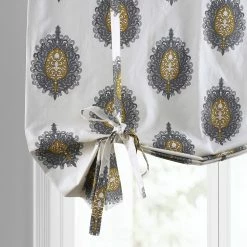 Promo ❤️ Exclusive Fabrics Mayan Printed Cotton Tie-Up Window Shade - 46 X 63 Mayan Teal 🎁 -Exclusive Fabrics SHOP Exclusive Fabrics Mayan Printed Cotton Tie Up Window Shade 10