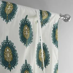 Promo ❤️ Exclusive Fabrics Mayan Printed Cotton Tie-Up Window Shade - 46 X 63 Mayan Teal 🎁 -Exclusive Fabrics SHOP Exclusive Fabrics Mayan Printed Cotton Tie Up Window Shade 5
