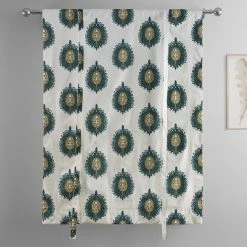Promo ❤️ Exclusive Fabrics Mayan Printed Cotton Tie-Up Window Shade - 46 X 63 Mayan Teal 🎁 -Exclusive Fabrics SHOP Exclusive Fabrics Mayan Printed Cotton Tie Up Window Shade 6