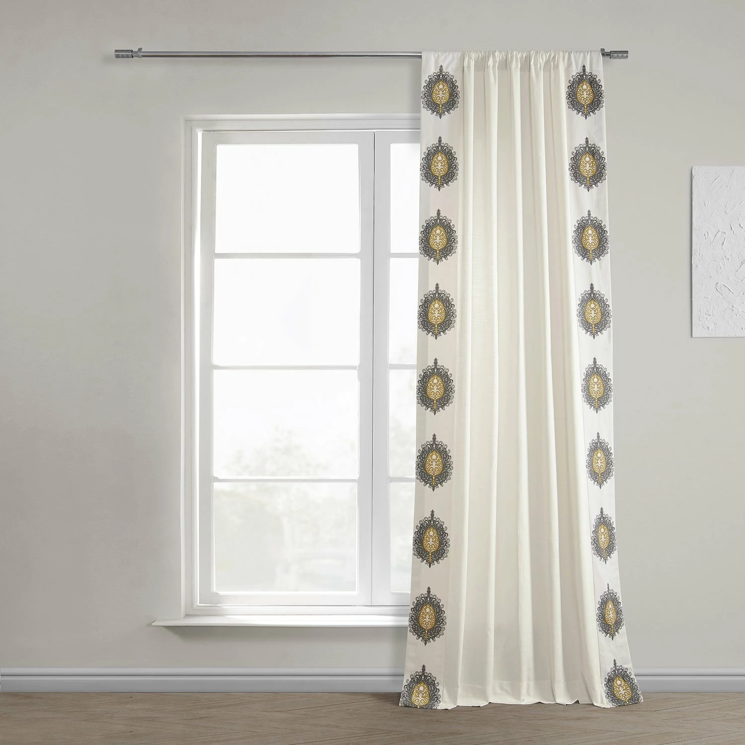 Promo ⭐ Exclusive Fabrics Mayan Solid Cotton Bordered Curtain (1 Panel) Mayan Gold 🌟 4 Promo ⭐ Exclusive Fabrics Mayan Solid Cotton Bordered Curtain (1 Panel) Mayan Gold 🌟 - Image 2