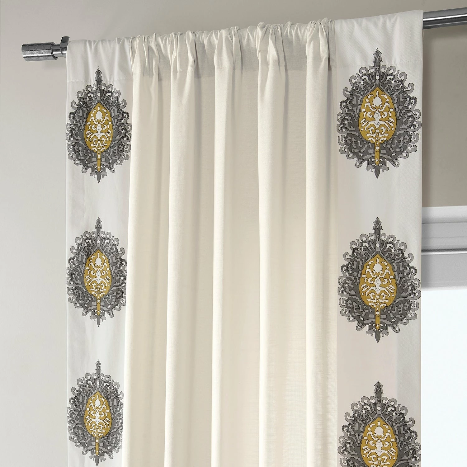 Promo ⭐ Exclusive Fabrics Mayan Solid Cotton Bordered Curtain (1 Panel) Mayan Gold 🌟 7 Promo ⭐ Exclusive Fabrics Mayan Solid Cotton Bordered Curtain (1 Panel) Mayan Gold 🌟 - Image 5