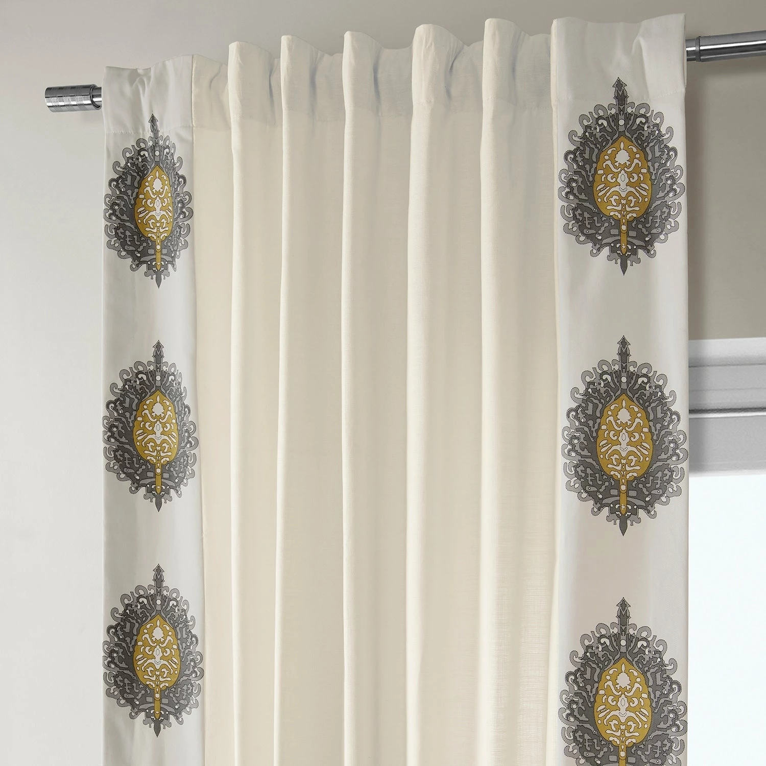 Promo ⭐ Exclusive Fabrics Mayan Solid Cotton Bordered Curtain (1 Panel) Mayan Gold 🌟 8 Promo ⭐ Exclusive Fabrics Mayan Solid Cotton Bordered Curtain (1 Panel) Mayan Gold 🌟 - Image 6