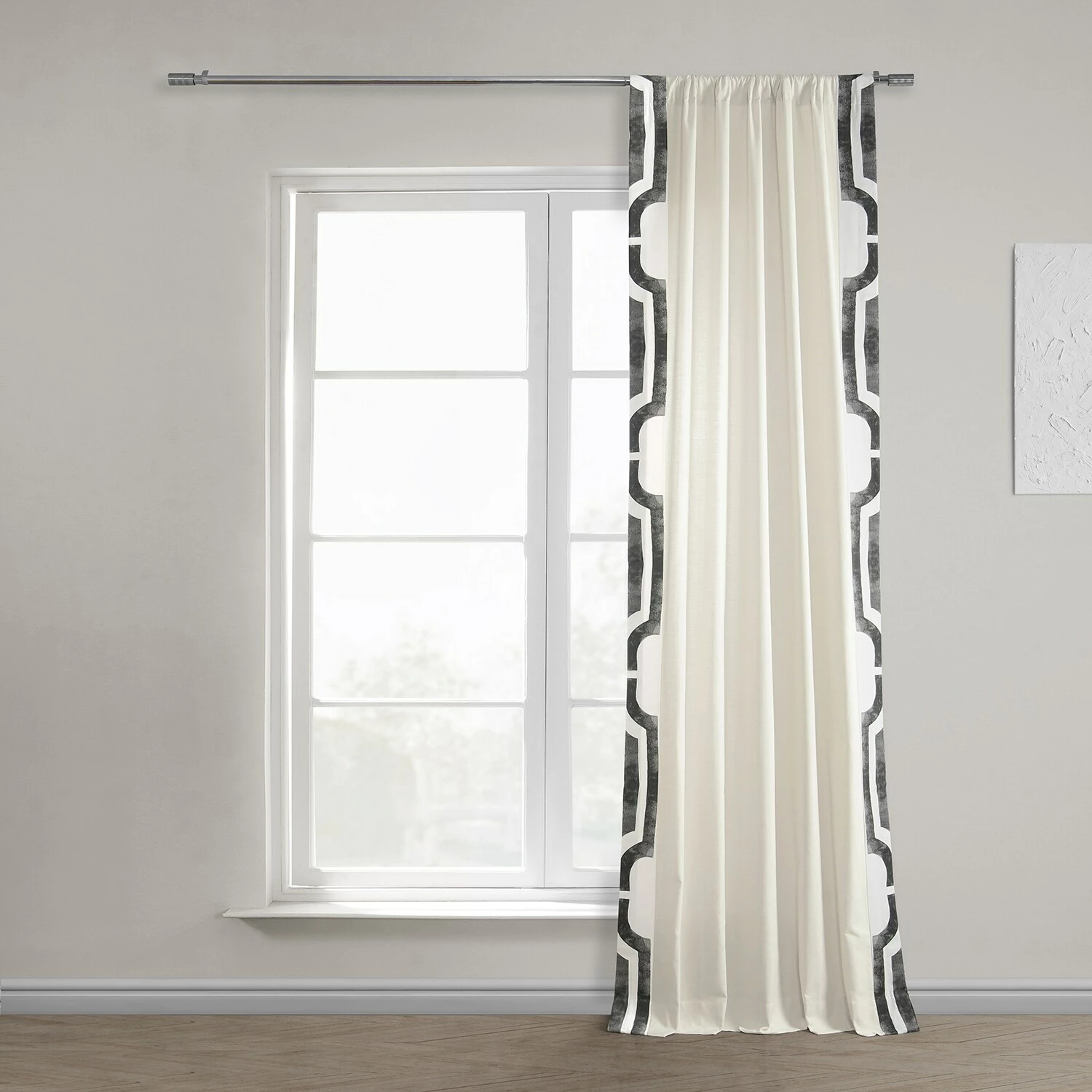 Best Pirce 👏 Exclusive Fabrics Mecca Solid Cotton Bordered Curtain (1 Panel) Mecca Grey 😀 4 Best Pirce 👏 Exclusive Fabrics Mecca Solid Cotton Bordered Curtain (1 Panel) Mecca Grey 😀 - Image 2