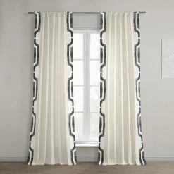 Exclusive Fabrics SHOP 21 Best Pirce ๐ Exclusive Fabrics Mecca Solid Cotton Bordered Curtain (1 Panel) Mecca Grey ๐