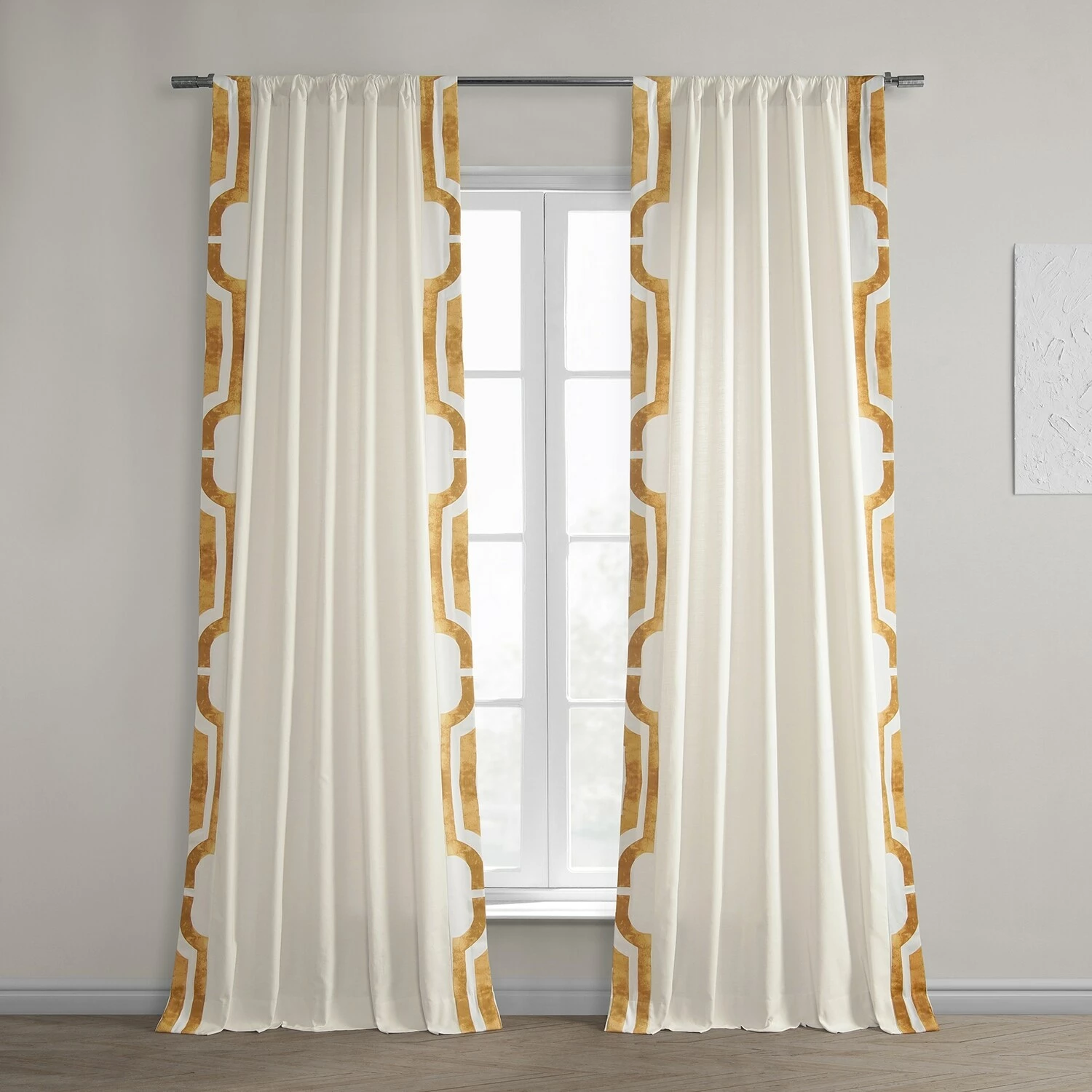 Best Pirce 👏 Exclusive Fabrics Mecca Solid Cotton Bordered Curtain (1 Panel) Mecca Grey 😀 6 Best Pirce 👏 Exclusive Fabrics Mecca Solid Cotton Bordered Curtain (1 Panel) Mecca Grey 😀 - Image 4