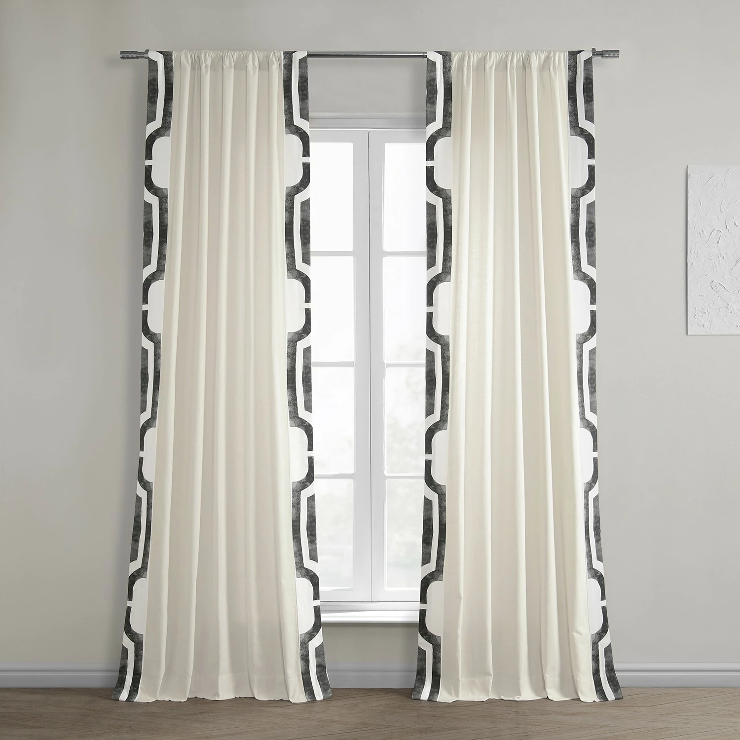 Best Pirce 👏 Exclusive Fabrics Mecca Solid Cotton Bordered Curtain (1 Panel) Mecca Grey 😀 3 Best Pirce 👏 Exclusive Fabrics Mecca Solid Cotton Bordered Curtain (1 Panel) Mecca Grey 😀