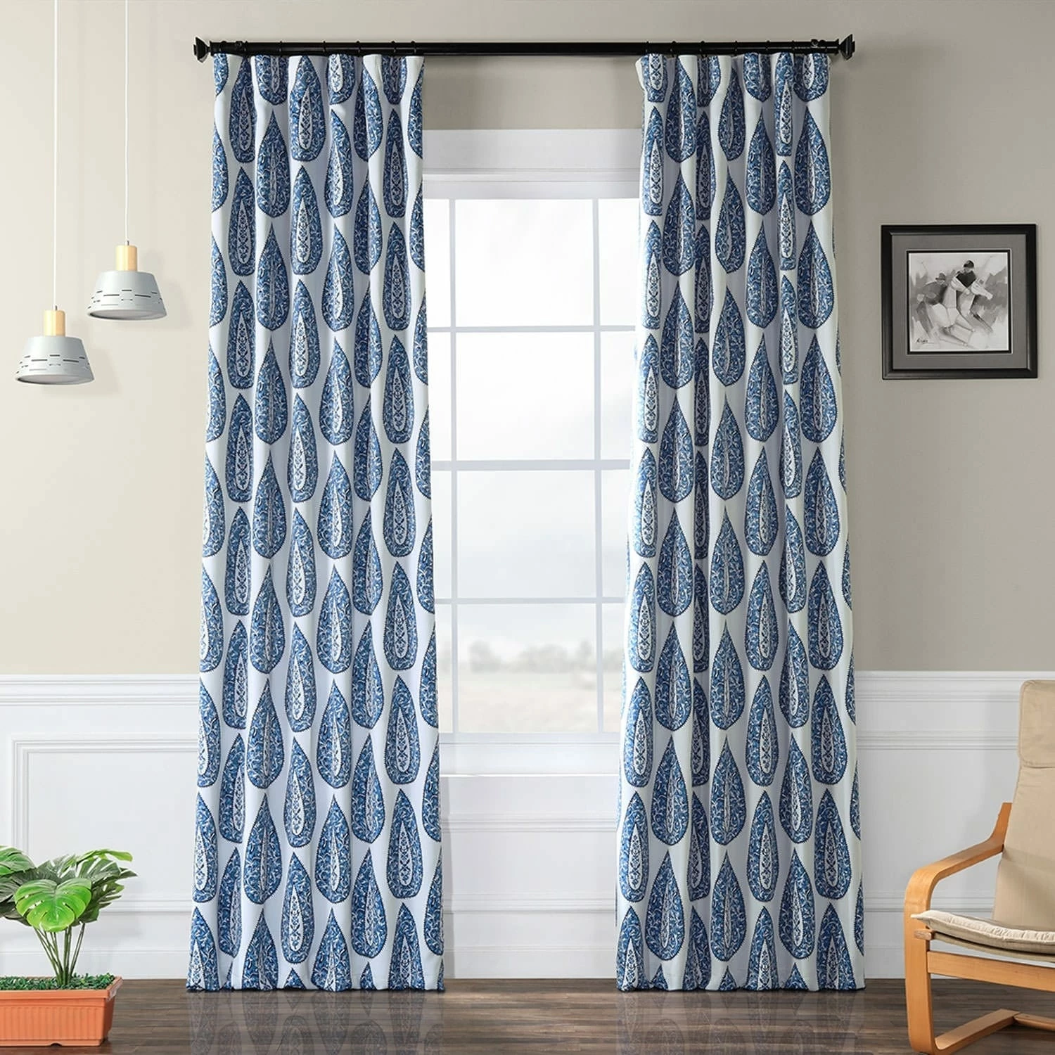 Brand new 😍 Exclusive Fabrics Medallion Blue Room Darkening Curtain Panel Pair (2 Panels) 🛒 3 Brand new 😍 Exclusive Fabrics Medallion Blue Room Darkening Curtain Panel Pair (2 Panels) 🛒